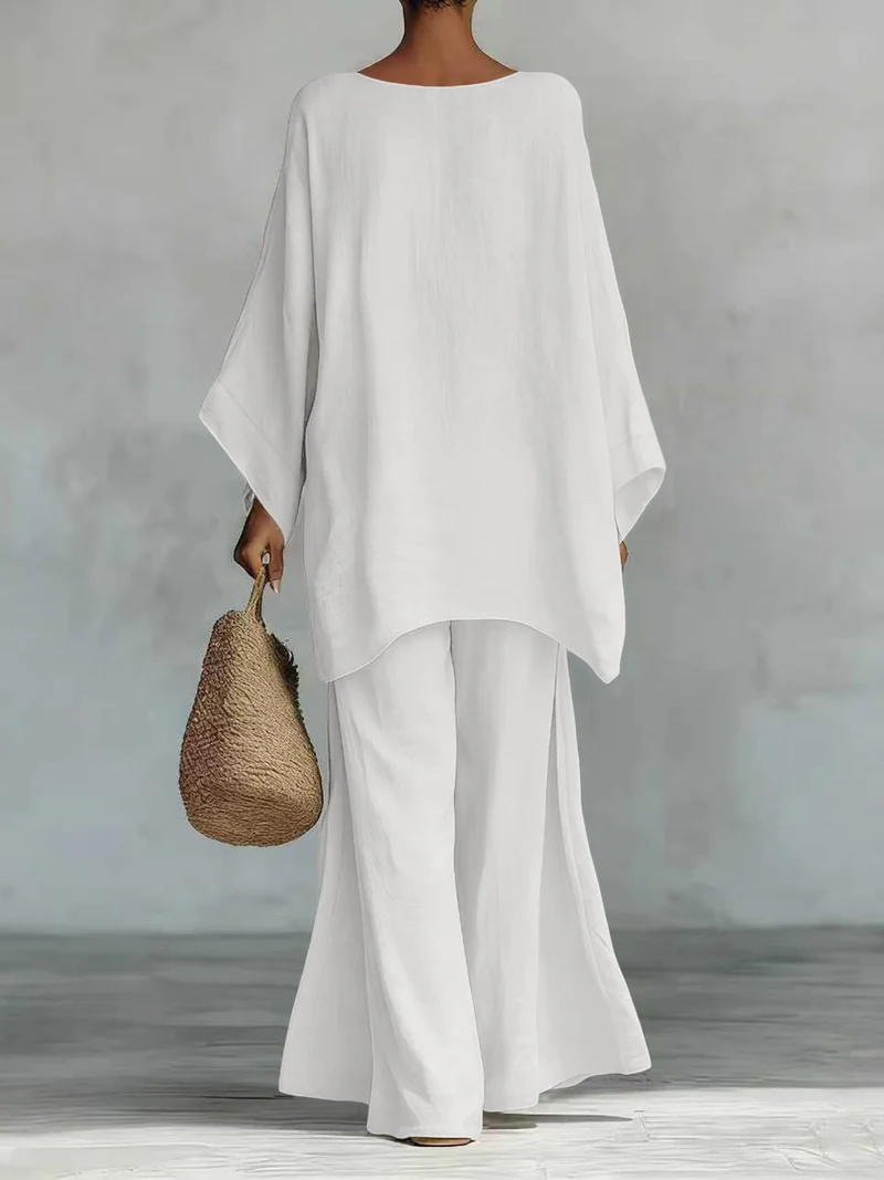 Damen Lässiges Oversize-Kaftanoberteil mit weiten Palazzohosen Nord Taschen