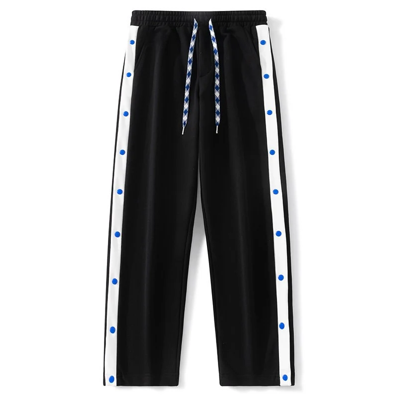 Herren Weite Sweatpants mit seitlichem Druckknopfverschluss, Kordelzug & kontrastierten Einsätzen Nord Taschen