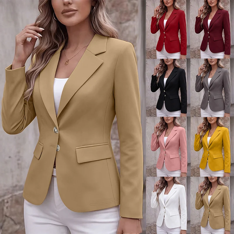 Damen Taillierter Einreihiger Blazer mit Reverskragen und Pattentaschen Nord Taschen