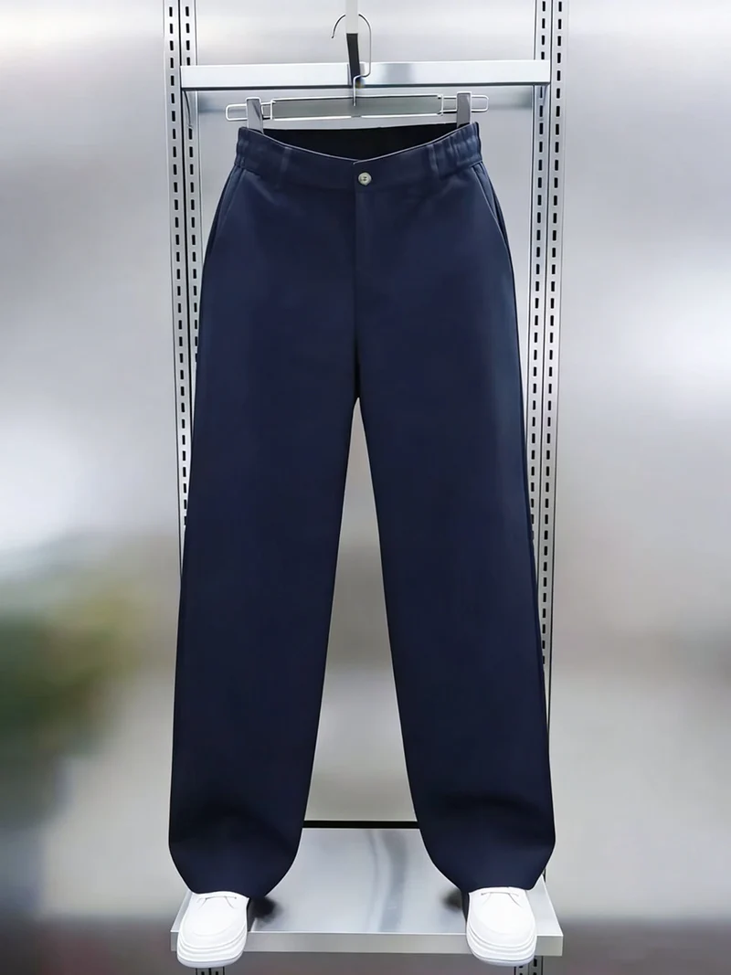 Herren Weite High‑Waist Chinohose mit elastischem Rückbund geradem Bein & Seitentaschen Nord Taschen