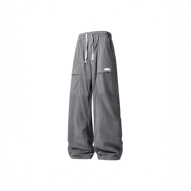 Herren Weite Cord-Cargohose mit Tunnelzugbund, Klapptaschen & gerippter Struktur Nord Taschen