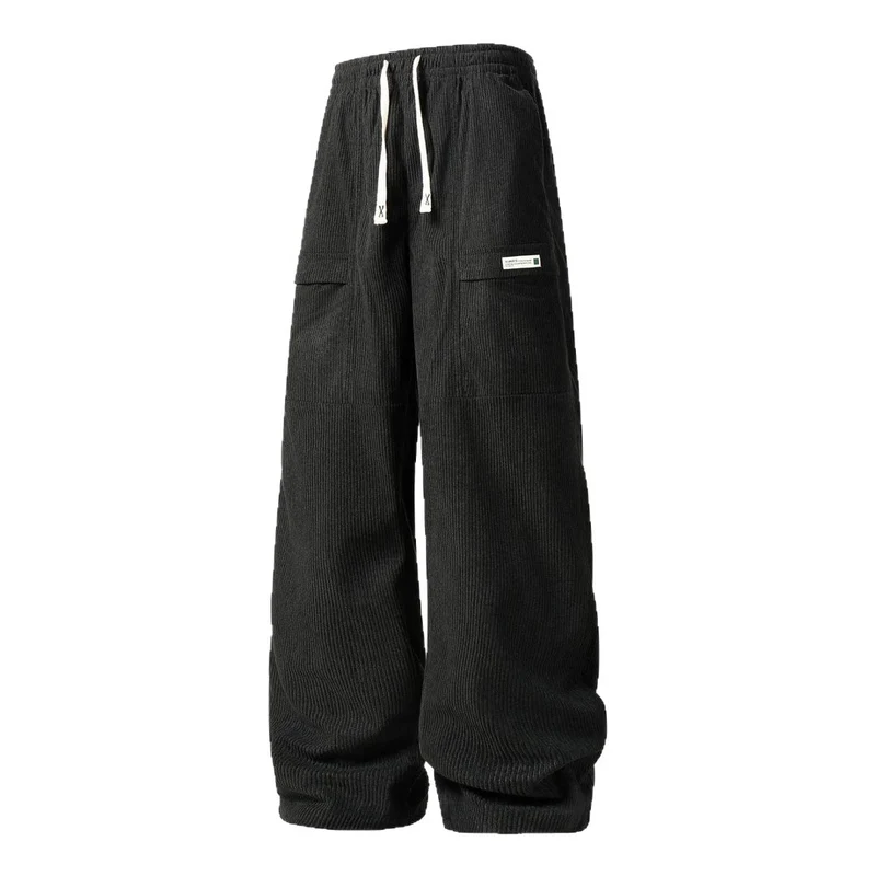 Herren Weite Cord-Cargohose mit Tunnelzugbund, Klapptaschen & gerippter Struktur Nord Taschen