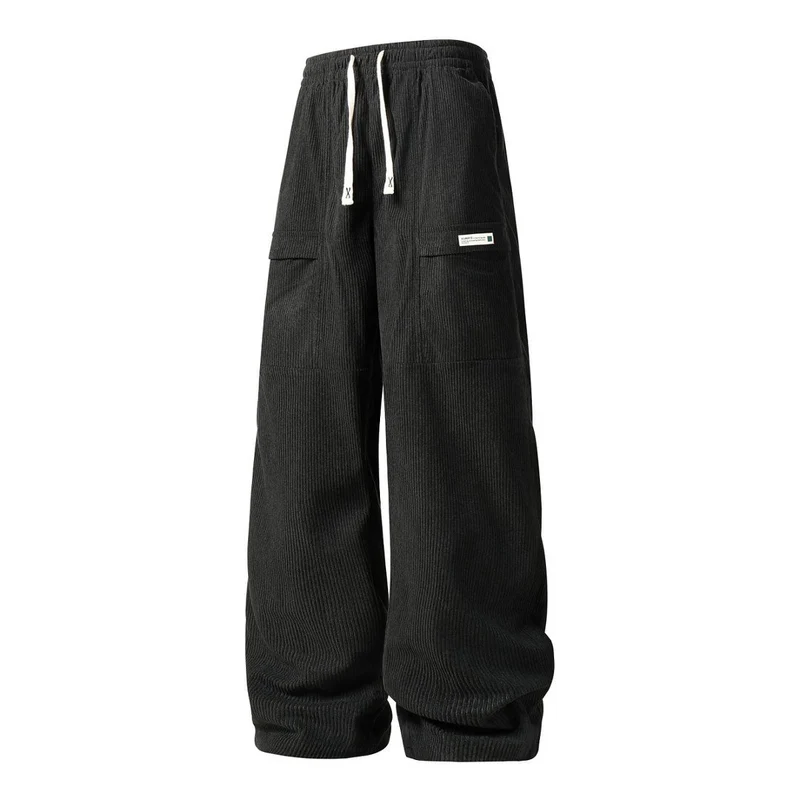 Herren Weite Cord-Cargohose mit Tunnelzugbund, Klapptaschen & gerippter Struktur Nord Taschen