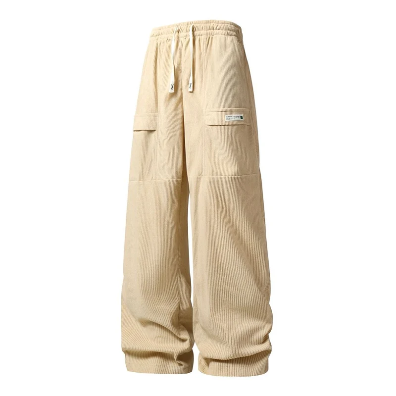 Herren Weite Cord-Cargohose mit Tunnelzugbund, Klapptaschen & gerippter Struktur Nord Taschen