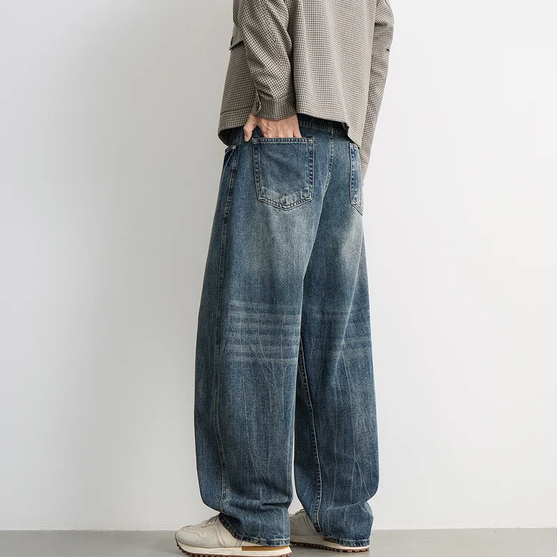 Herren weite Balloon-Jeans mit extra weitem Bein, tiefem Schritt und authentischer Used-Waschung Nord Taschen