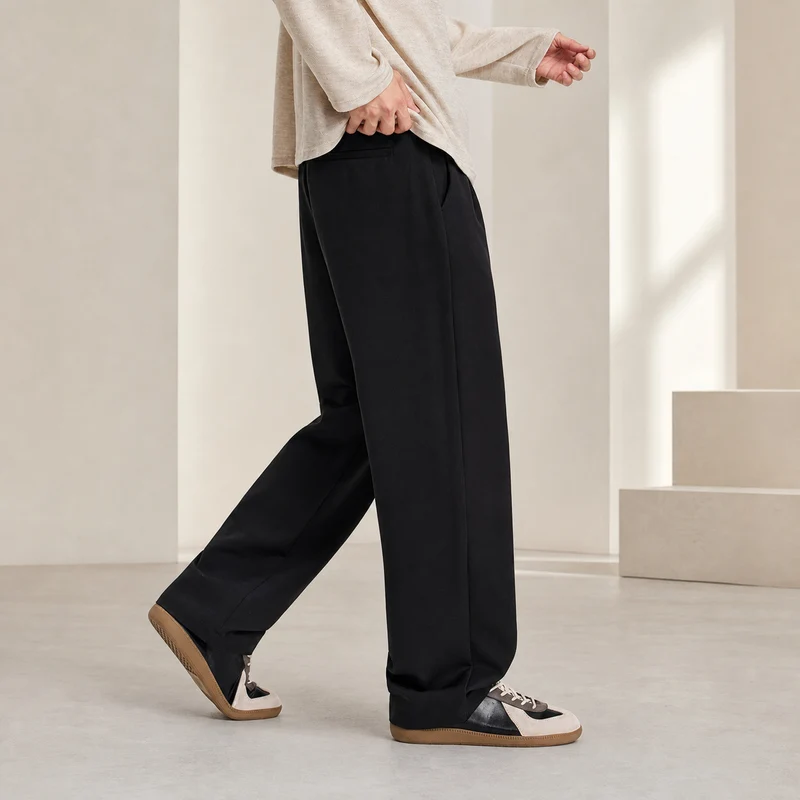 Herren Relaxed-Fit Bundfaltenhose aus feinem Webstoff mit weitem Bein Nord Taschen
