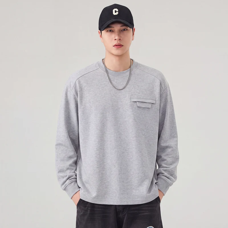 Herren Oversize Sweatshirt mit Brustklappe und Raglanärmeln Nord Taschen