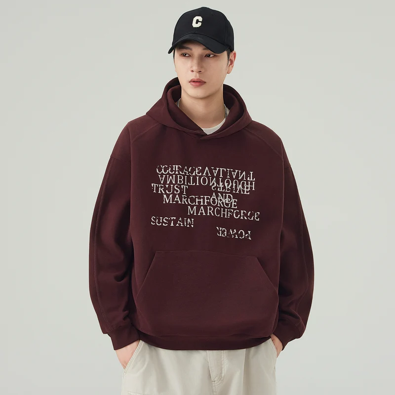 Herren Oversize Kapuzenpullover mit Statement-Print und Kängurutasche Nord Taschen