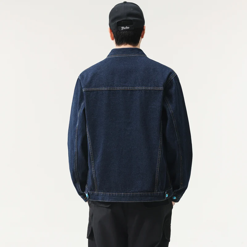 Herren Oversize Denimjacke mit Zierdruckknöpfen und Kastenform Nord Taschen