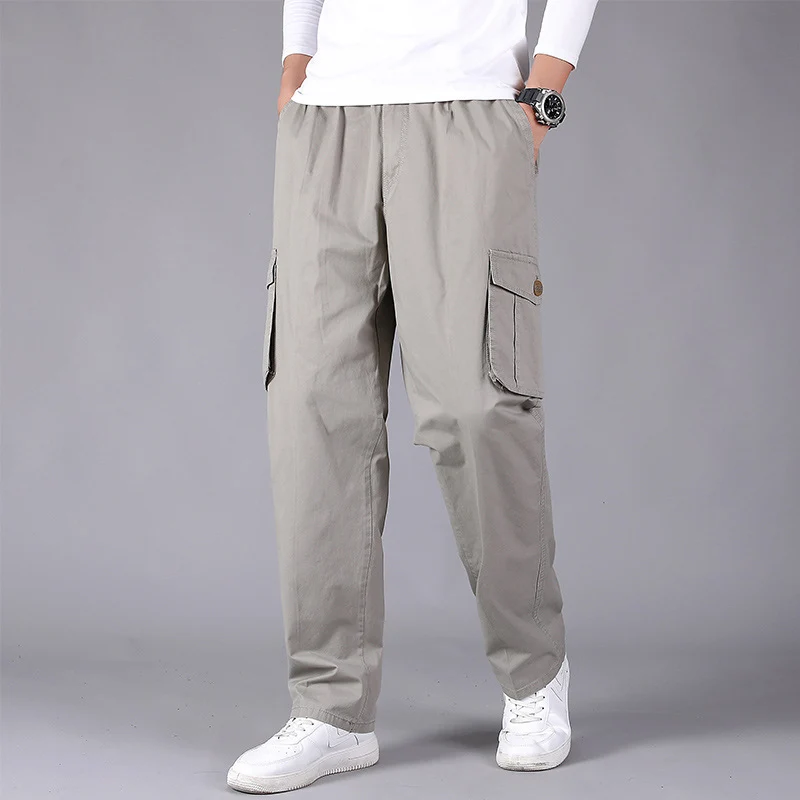 Herren Weite Cargo-Hose mit elastischem Tunnelzugbund, aufgesetzten Klappentaschen & geradem Bein Nord Taschen