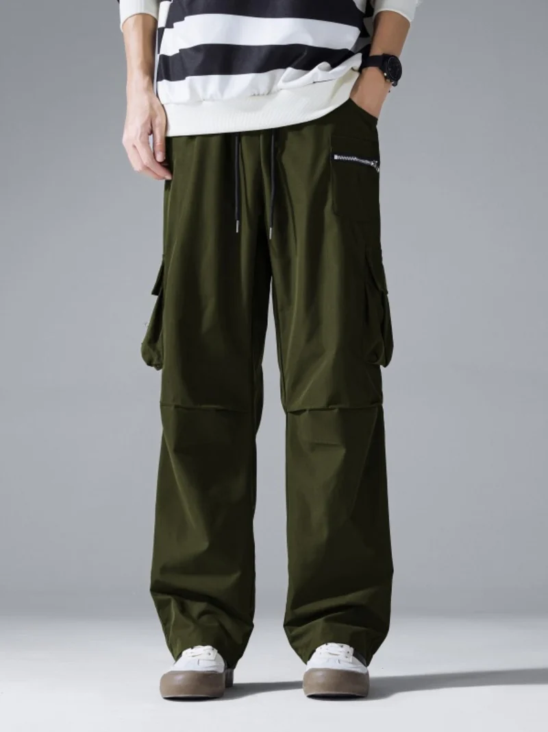 Herren Weite Cargo‑Hose im Baggy‑Cut mit Tunnelzugbund, Zipper‑Tasche & Klappfächern Nord Taschen
