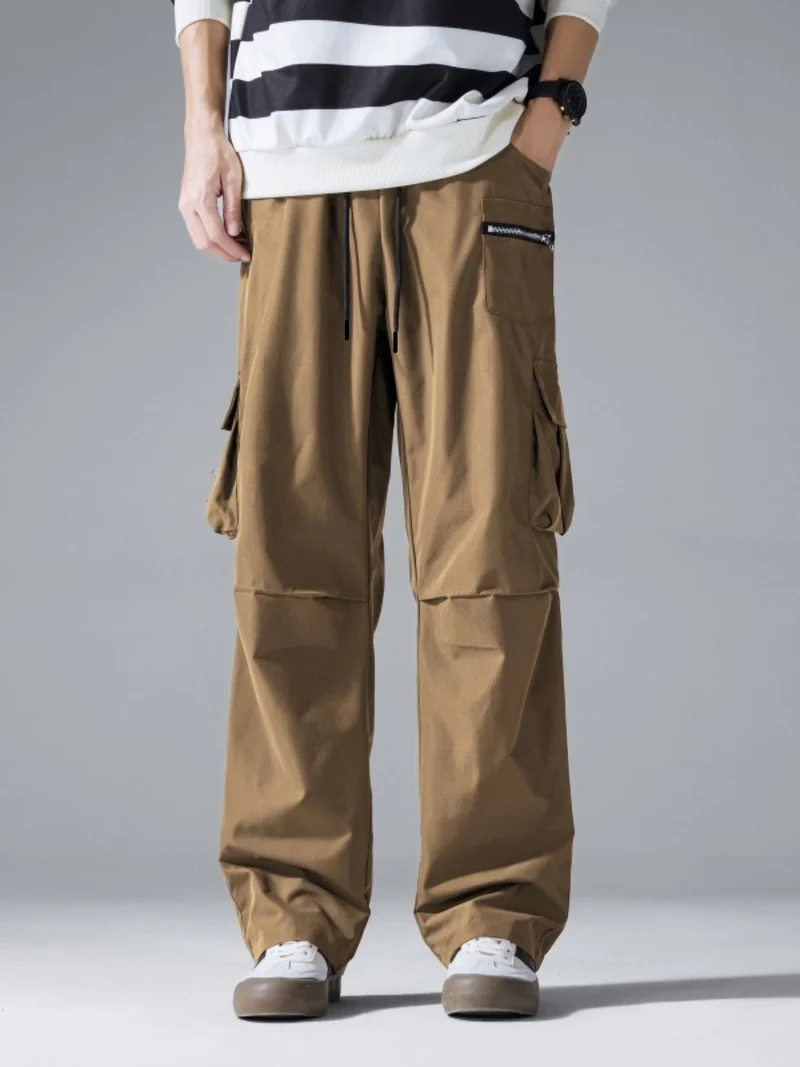 Herren Weite Cargo‑Hose im Baggy‑Cut mit Tunnelzugbund, Zipper‑Tasche & Klappfächern Nord Taschen