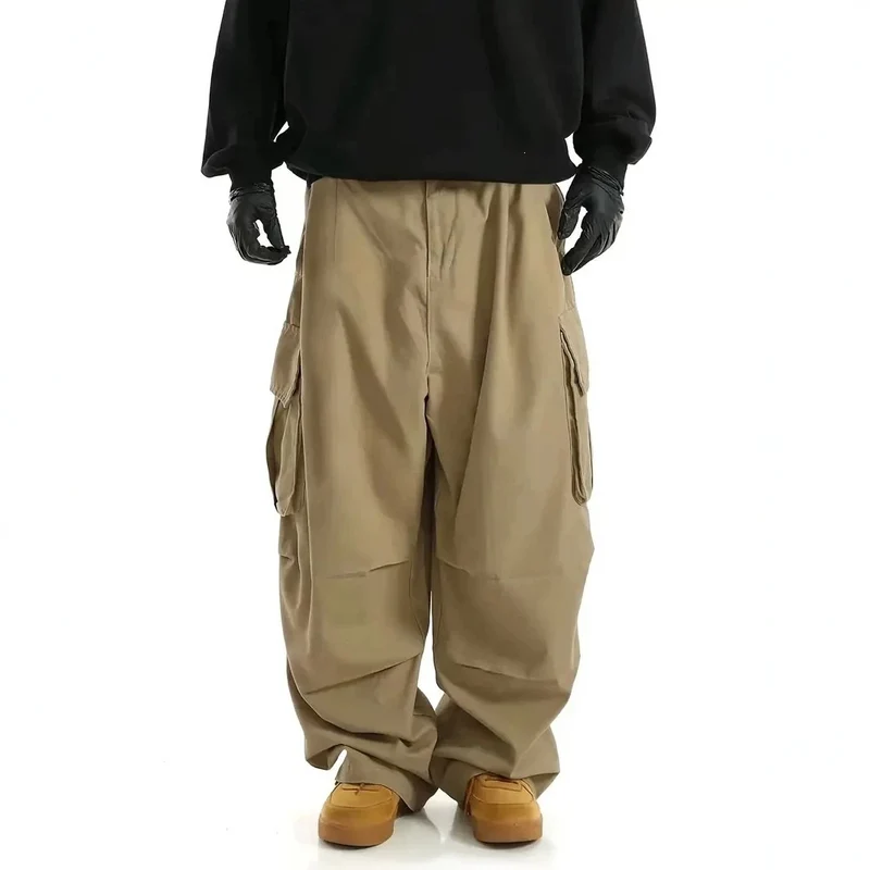 Herren Weite Baggy-Utility-Cargohose mit Multifachtaschen und tiefem Schritt Nord Taschen