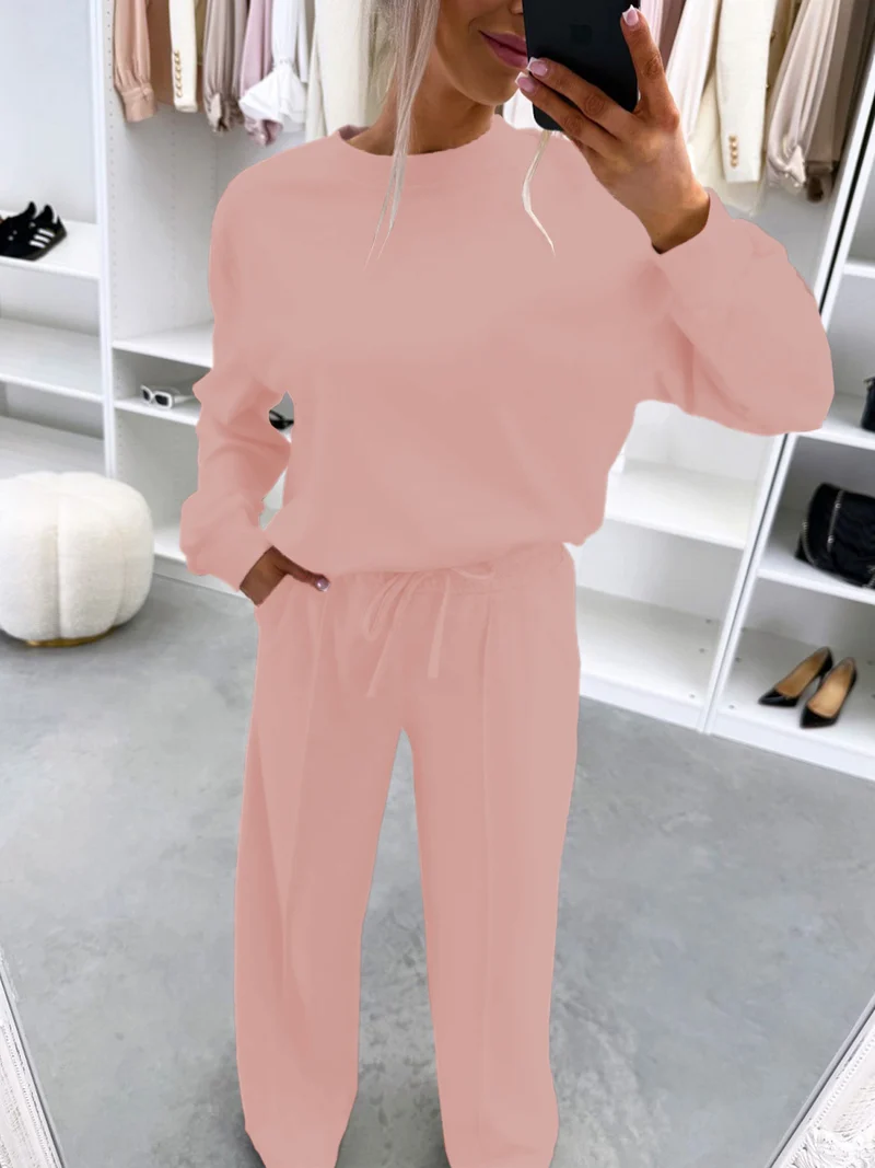 Damen Casual-Loungewear-Set mit Oversize-Batwing-Pullover und weitem Jersey-Hosenbein Nord Taschen