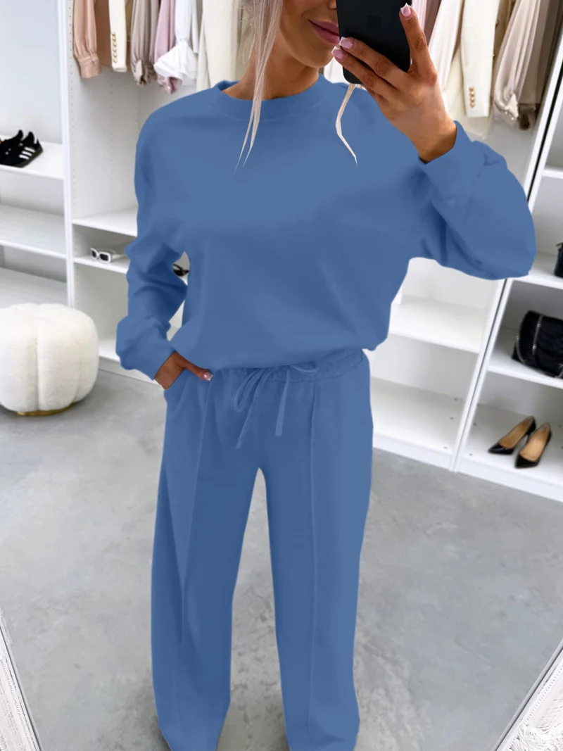 Damen Casual-Loungewear-Set mit Oversize-Batwing-Pullover und weitem Jersey-Hosenbein Nord Taschen