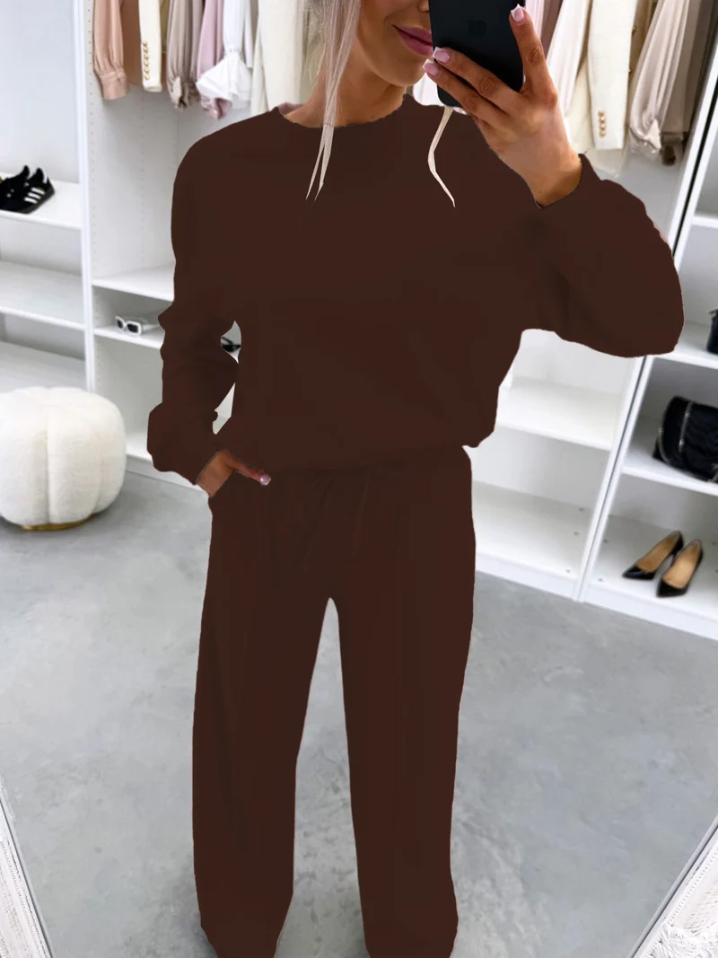 Damen Casual-Loungewear-Set mit Oversize-Batwing-Pullover und weitem Jersey-Hosenbein Nord Taschen