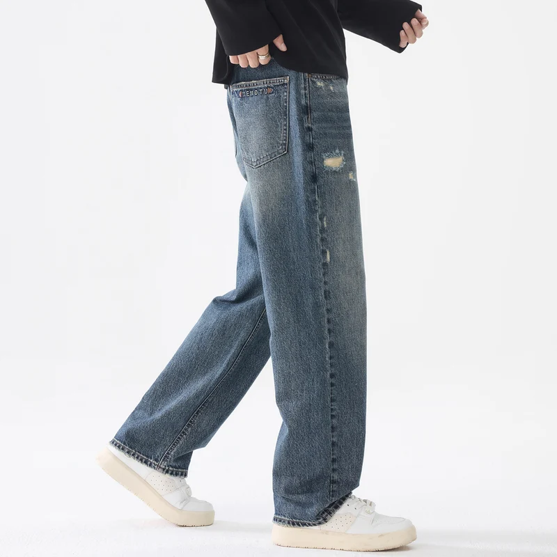 Herren Locker geschnittene Baggy-Jeans aus robustem Denim mit Distressed-Details Nord Taschen