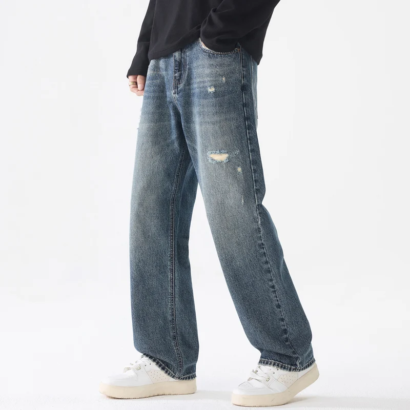 Herren Locker geschnittene Baggy-Jeans aus robustem Denim mit Distressed-Details Nord Taschen