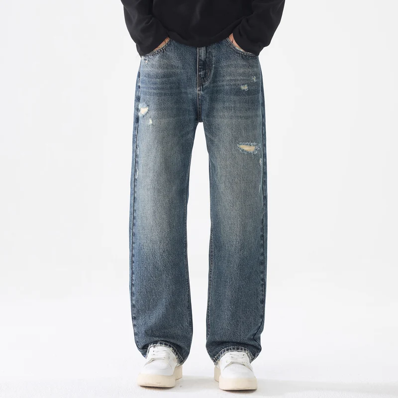Herren Locker geschnittene Baggy-Jeans aus robustem Denim mit Distressed-Details Nord Taschen
