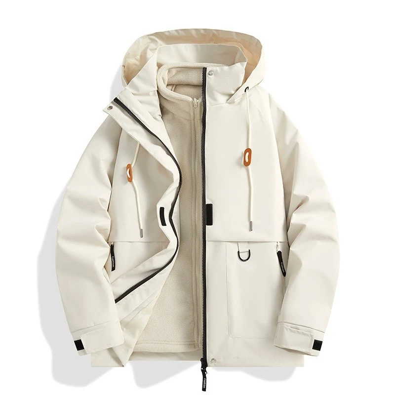 Herren Wattierte Softshell-Funktionsjacke mit Kapuze, Fleece-Innenfutter & verdecktem Reißverschluss Nord Taschen