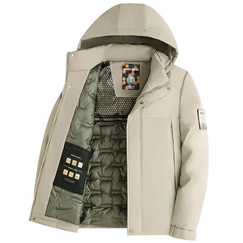 Herren Wattierte Kapuzenjacke mit 3D-Quilt-Innenfutter und wasserabweisender Außenhülle Nord Taschen