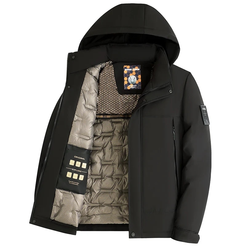 Herren Wattierte Kapuzenjacke mit 3D-Quilt-Innenfutter und wasserabweisender Außenhülle Nord Taschen