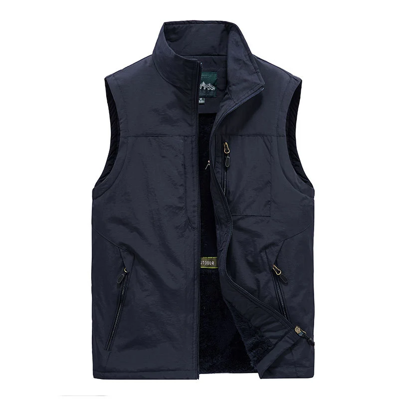Herren Wattierte Fleecegefütterte Outdoor‑Weste mit Stehkragen und Reißverschlusstaschen Nord Taschen