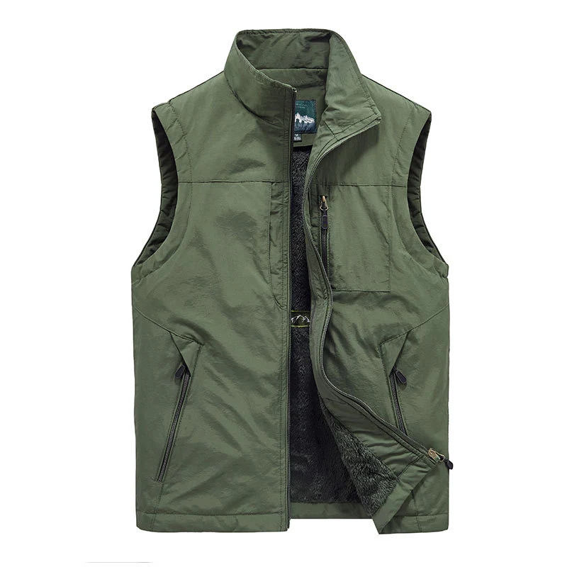 Herren Wattierte Fleecegefütterte Outdoor‑Weste mit Stehkragen und Reißverschlusstaschen Nord Taschen
