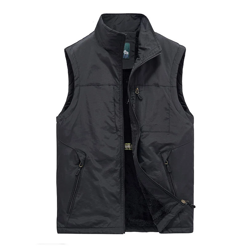 Herren Wattierte Fleecegefütterte Outdoor‑Weste mit Stehkragen und Reißverschlusstaschen Nord Taschen