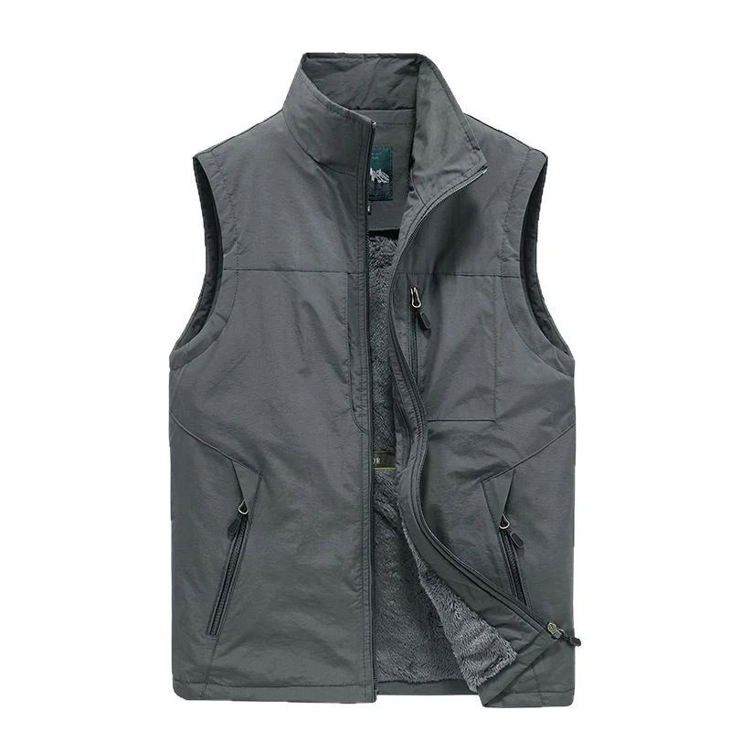 Herren Wattierte Fleecegefütterte Outdoor‑Weste mit Stehkragen und Reißverschlusstaschen Nord Taschen