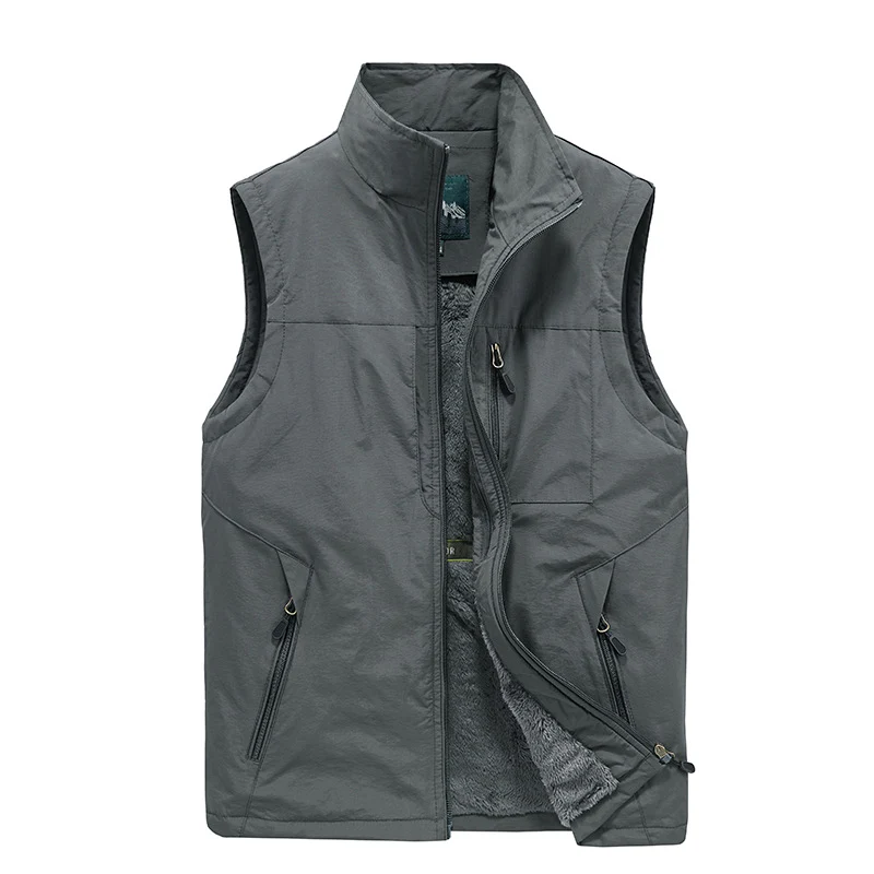 Herren Wattierte Fleecegefütterte Outdoor‑Weste mit Stehkragen und Reißverschlusstaschen Nord Taschen