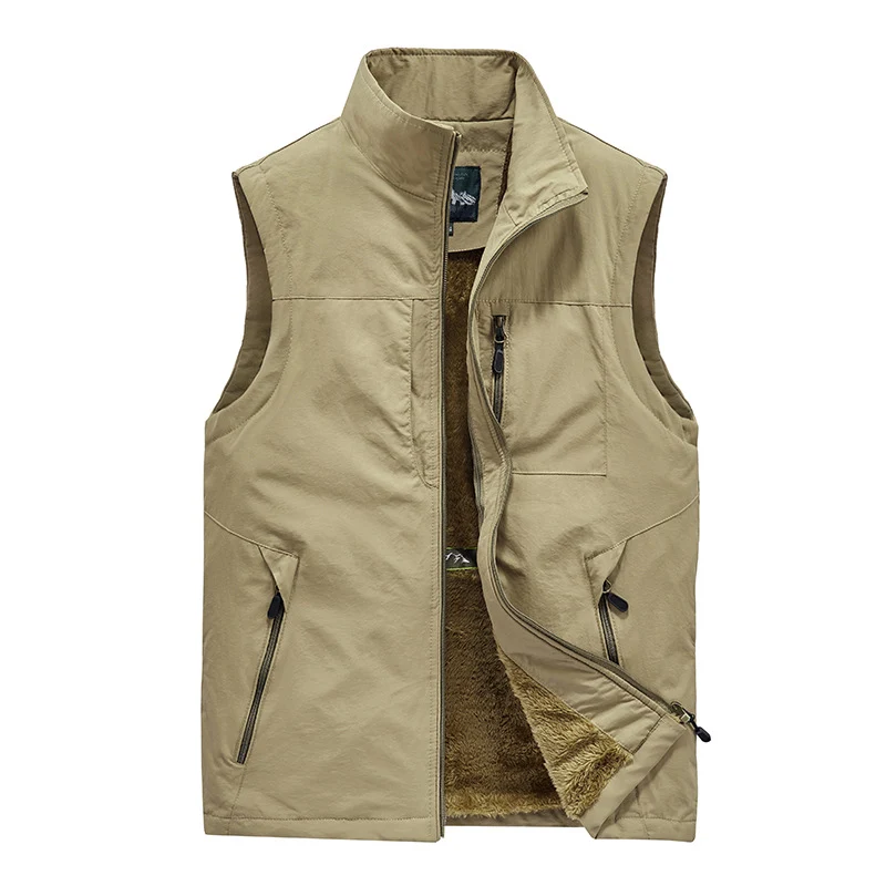 Herren Wattierte Fleecegefütterte Outdoor‑Weste mit Stehkragen und Reißverschlusstaschen Nord Taschen