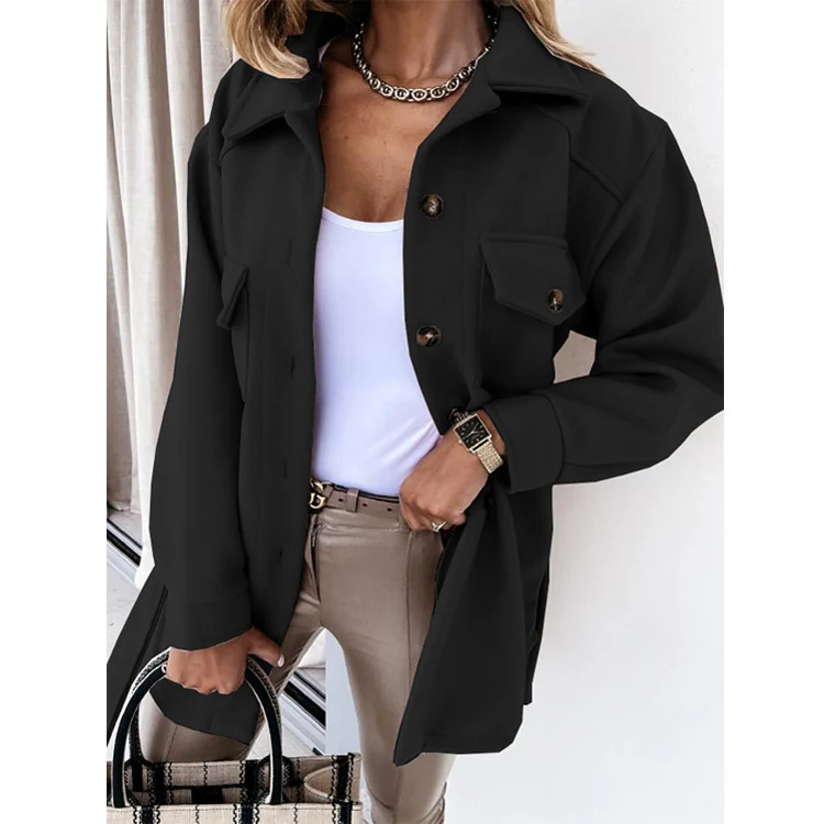 Damen Oversize-Hemdenjacke mit aufgesetzten Klappentaschen Nord Taschen