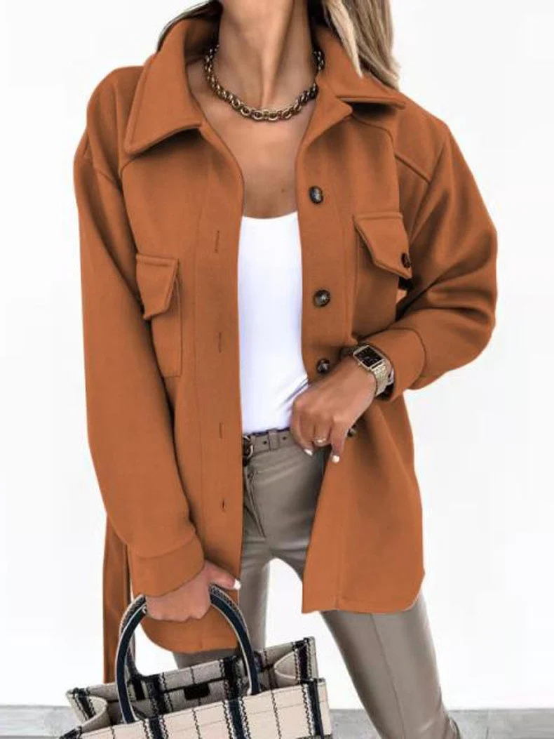 Damen Oversize-Hemdenjacke mit aufgesetzten Klappentaschen Nord Taschen
