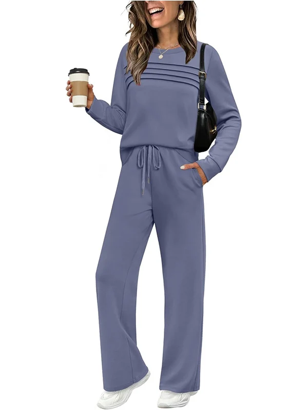 Damen Lounge-Set aus weichem Sweatstoff mit gerafftem Oberteil und weit geschnittenen Jogginghosen Nord Taschen