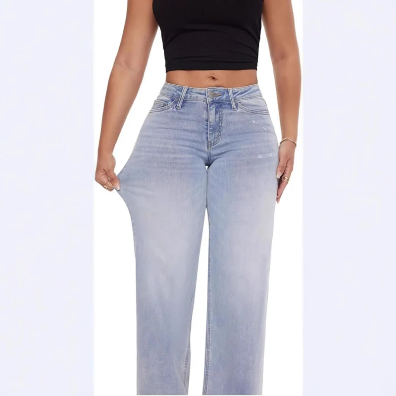 Damen Weite High‑Waist Schlagjeans aus Stretch Denim Nord Taschen