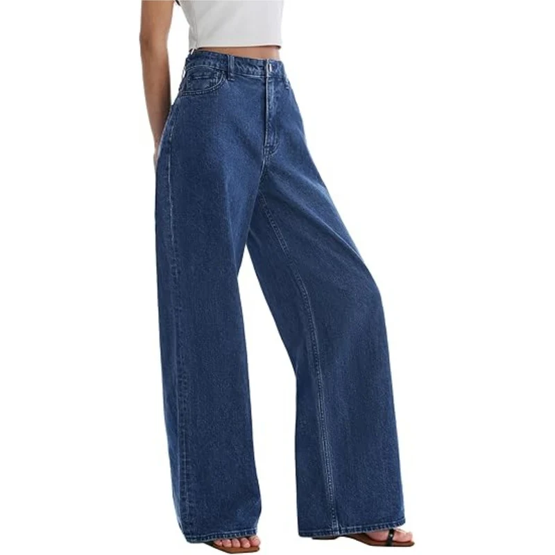 Damen Weite High-Waist-Hose mit fließendem Beinschnitt Nord Taschen