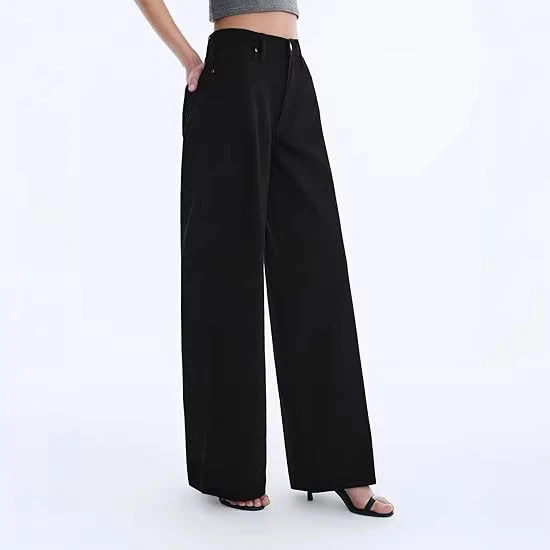Damen Weite High-Waist-Hose mit fließendem Beinschnitt Nord Taschen