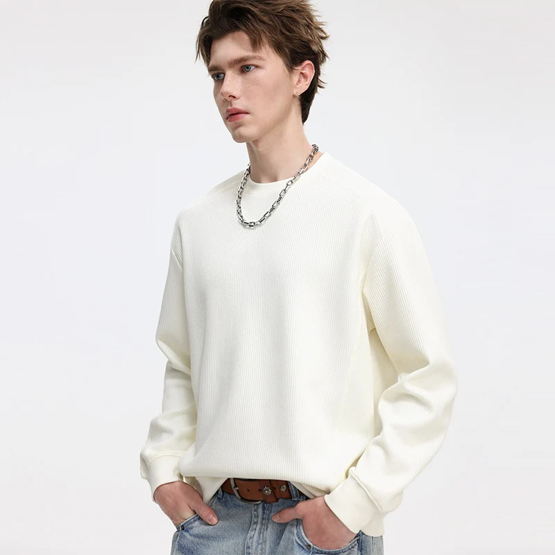 Herren Feinstruktur-Sweatshirt mit Rundhalsausschnitt und relaxed Fit Nord Taschen