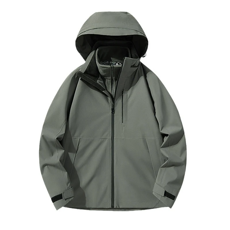 Herren Wasserdichte technische Softshell-Hybridjacke mit integriertem Fleecefutter und verstellbarer Kapuze Nord Taschen