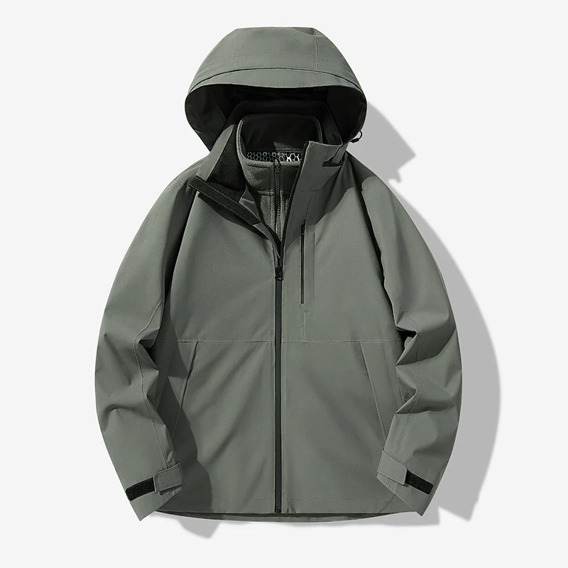 Herren Wasserdichte technische Softshell-Hybridjacke mit integriertem Fleecefutter und verstellbarer Kapuze Nord Taschen