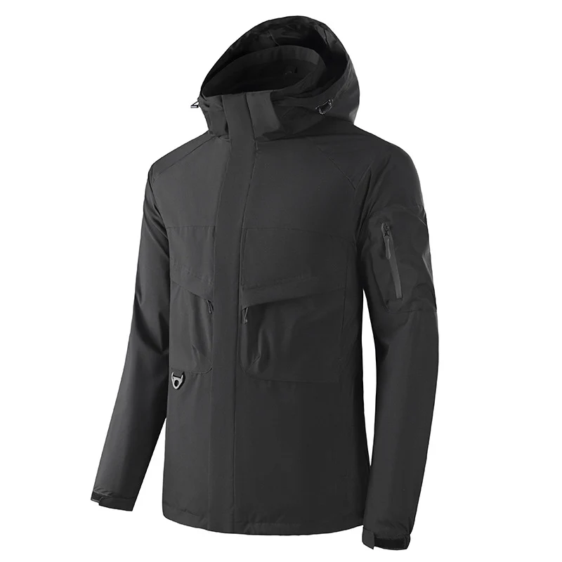 Herren Wasserdichte Softshell-Outdoorjacke mit verschweißten Nähten, taktischen Brusttaschen und verstellbarer Kapuze Nord Taschen