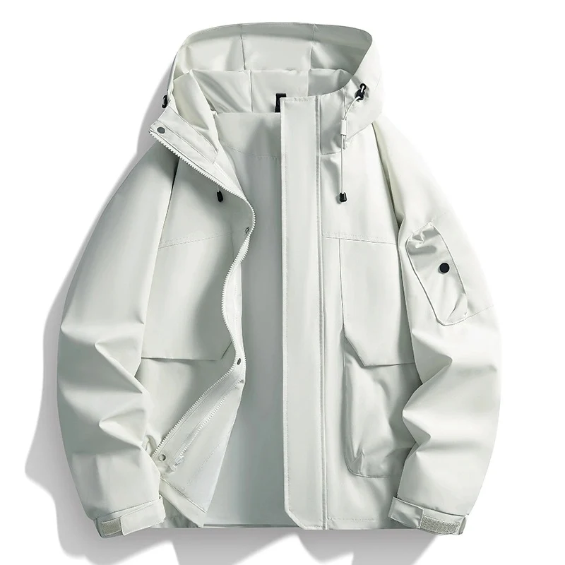 Herren Wasserdichte Kapuzenjacke im Utility-Stil mit verschweißten Nähten und verdecktem Reißverschluss Nord Taschen