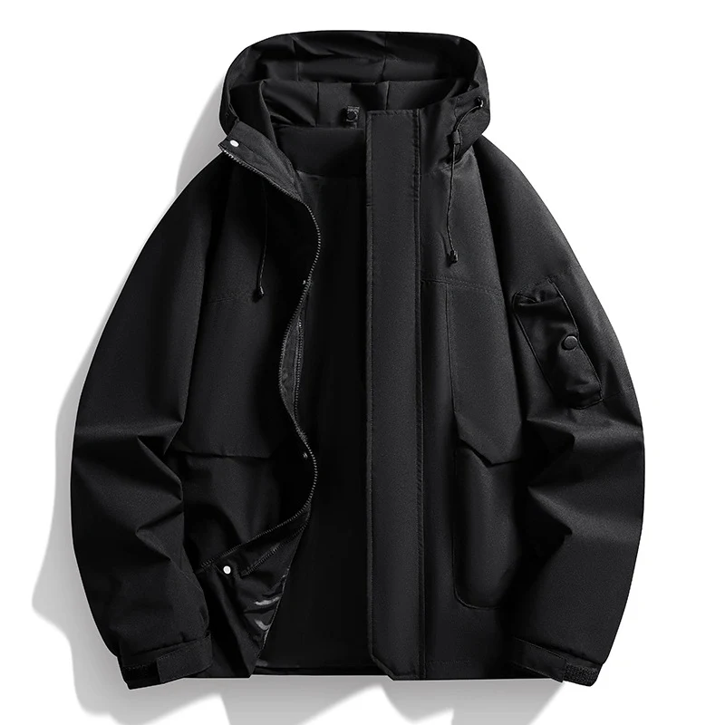 Herren Wasserdichte Kapuzenjacke im Utility-Stil mit verschweißten Nähten und verdecktem Reißverschluss Nord Taschen