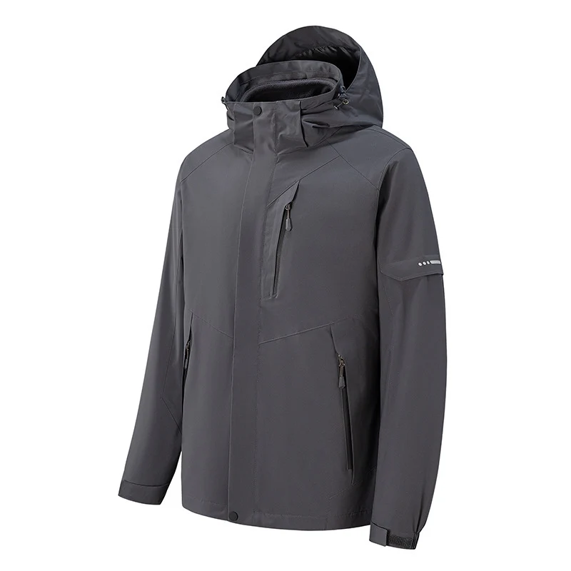 Herren wasserdichte dreilagige Softshell-Outdoorjacke mit verstellbarer Kapuze und verschweißten Reißverschlüssen Nord Taschen