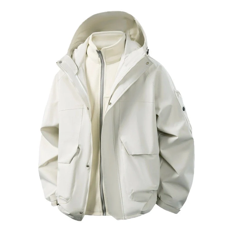 Herren Wasserabweisende Doppeljacke mit abnehmbarer Fleece‑Innenjacke und Kapuze Nord Taschen
