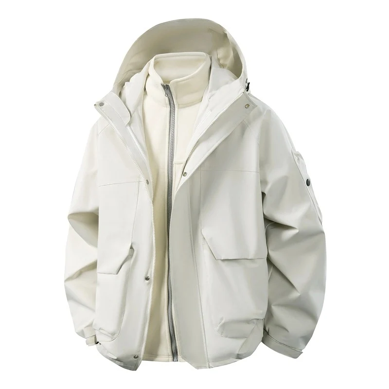 Herren Wasserabweisende Doppeljacke mit abnehmbarer Fleece‑Innenjacke und Kapuze Nord Taschen