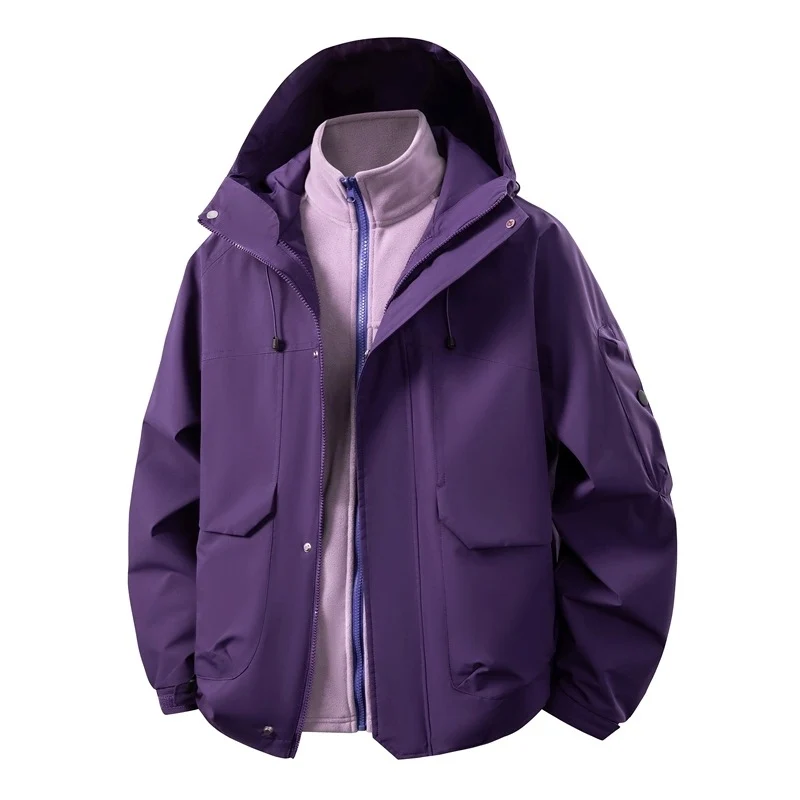 Herren Wasserabweisende Doppeljacke mit abnehmbarer Fleece‑Innenjacke und Kapuze Nord Taschen