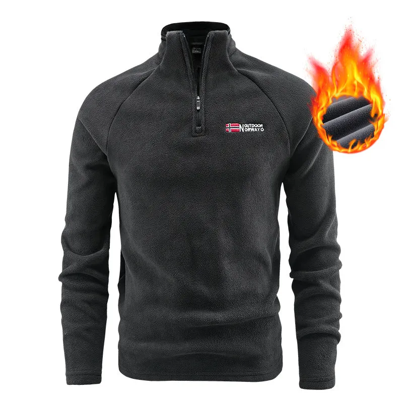 Herren Wärmender Fleecepullover mit kurzem Reißverschluss und Stehkragen Nord Taschen