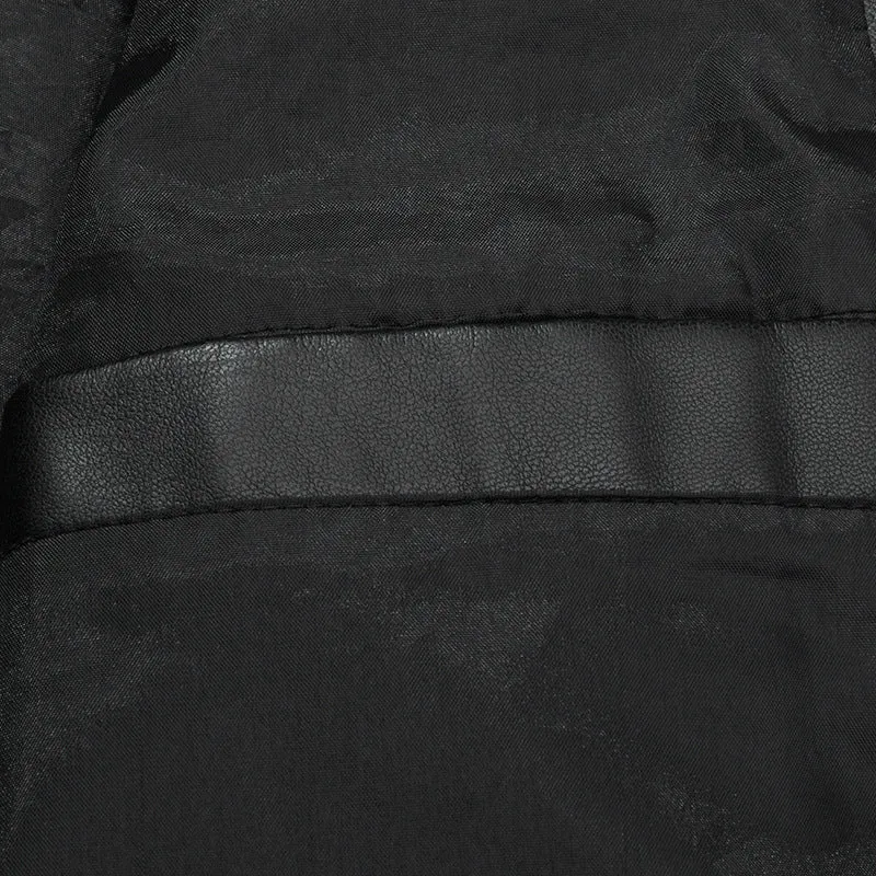 Herren Slim-Fit Kunstleder-Reißverschlussjacke mit Stehkragen und Nahtpaneelen Nord Taschen